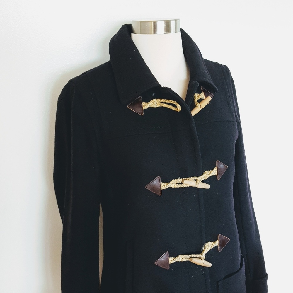 J. Crew | Black Melton Wool Toggle Coat - Sz 4 - Picture 5 of 8